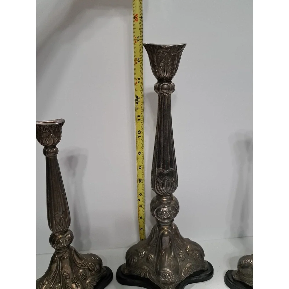 Castilian Imports 0509 Vintage Candle Holders Candlesticks‎ Heavy Silver Ornate